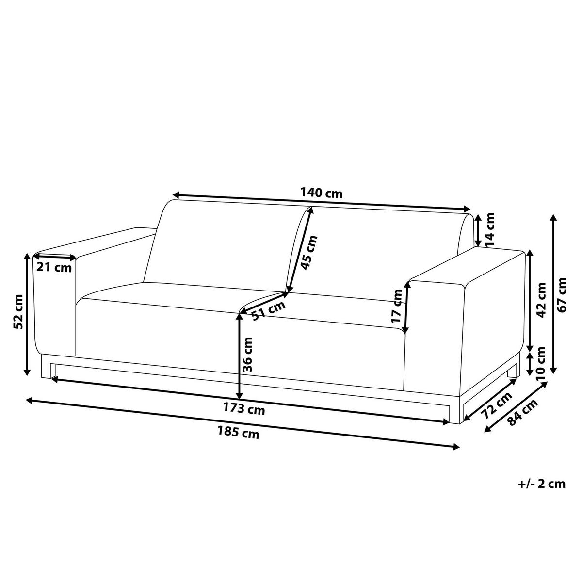GARTENSOFA 3-Sitzer grau/weisses Gestell Rovigo - Weiß/Grau, Textil (182/66/84cm) - Beliani