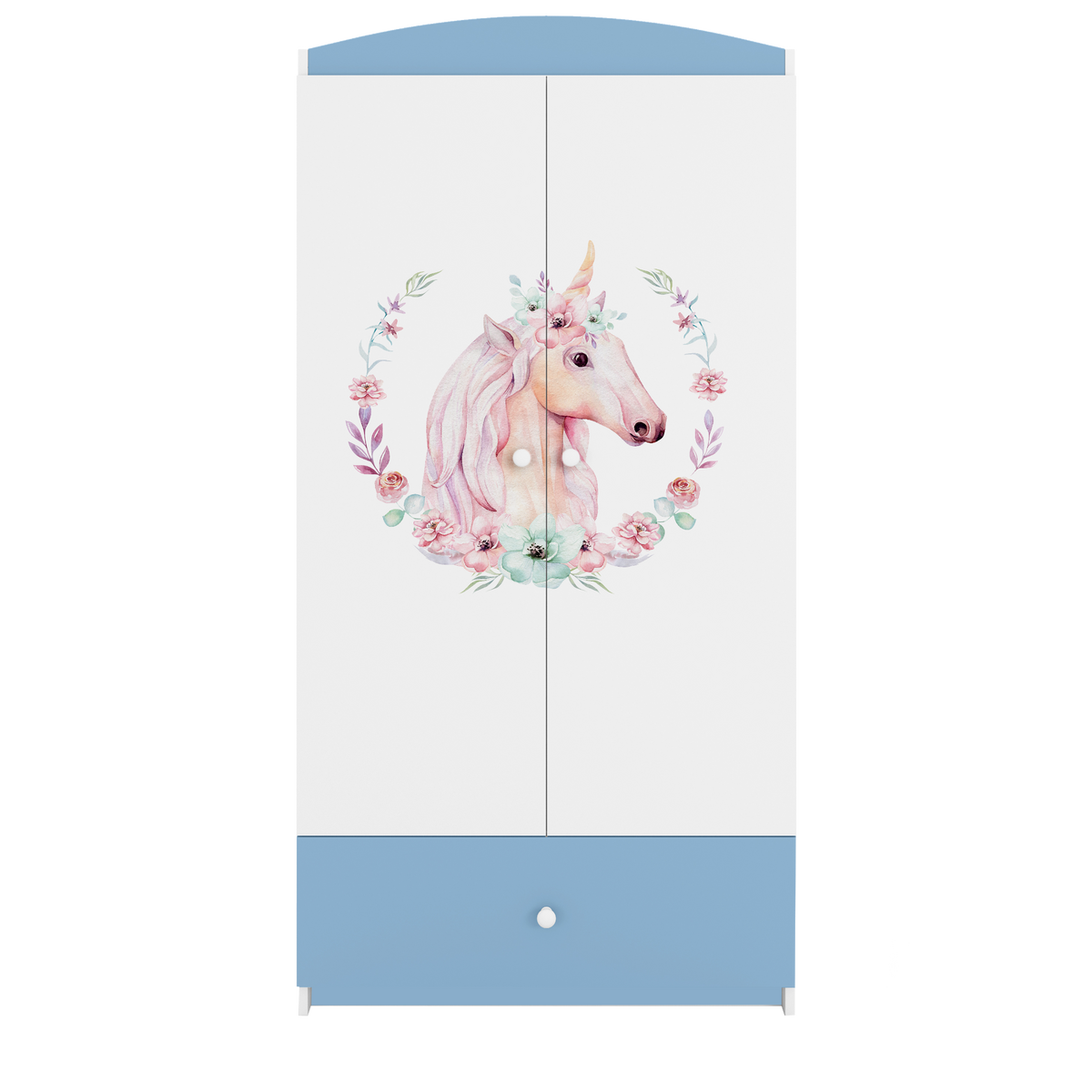 KINDERKLEIDERSCHRANK Pferd - Blau, Holzwerkstoff (90/175/52cm) - RAUMHIRSCH FURNITURE