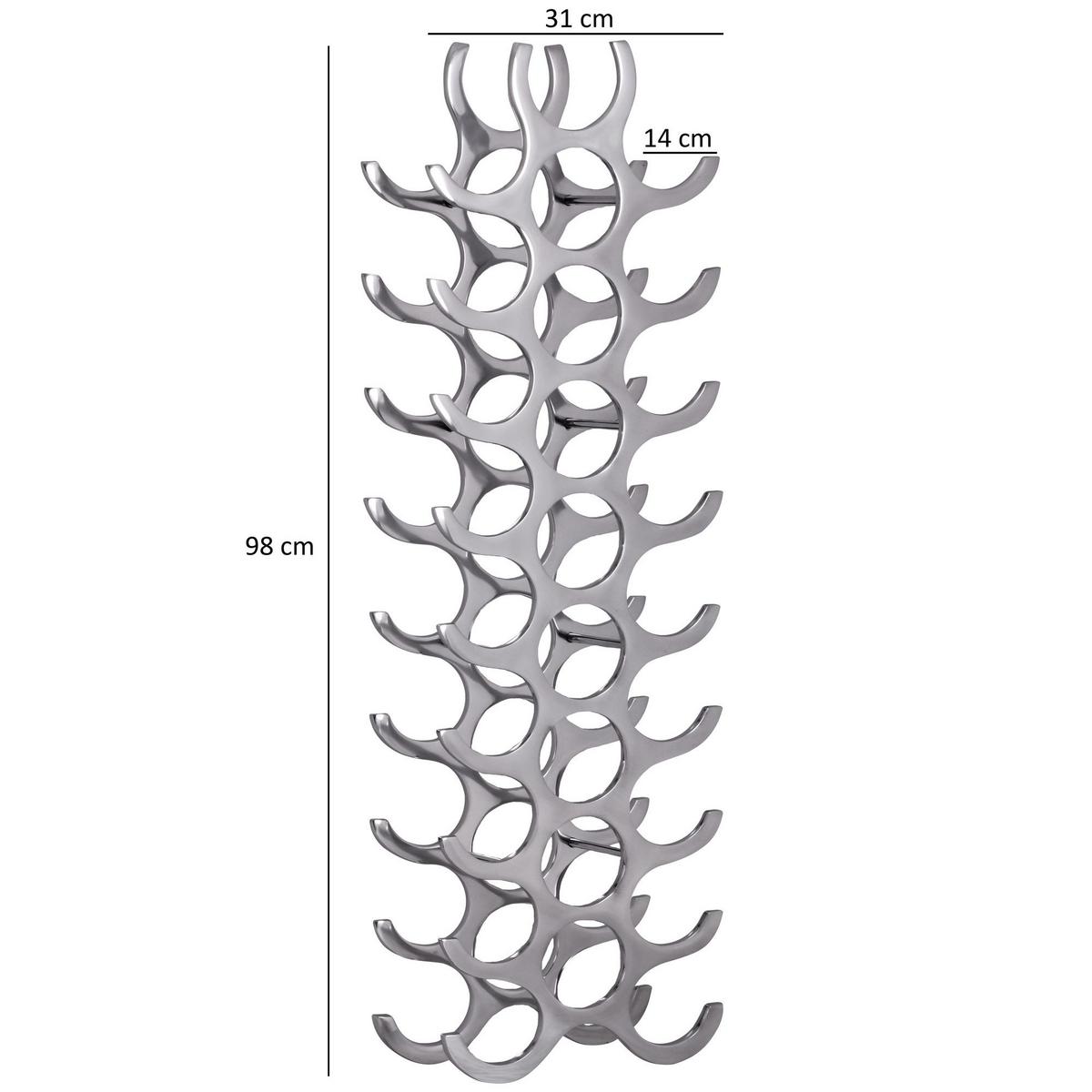 WEINREGAL Aluminium Modern Stil für 27 Flaschen stehend schmal 31x98x14cm - Silberfarben, Metall (31/98/14cm) - KADIMA DESIGN