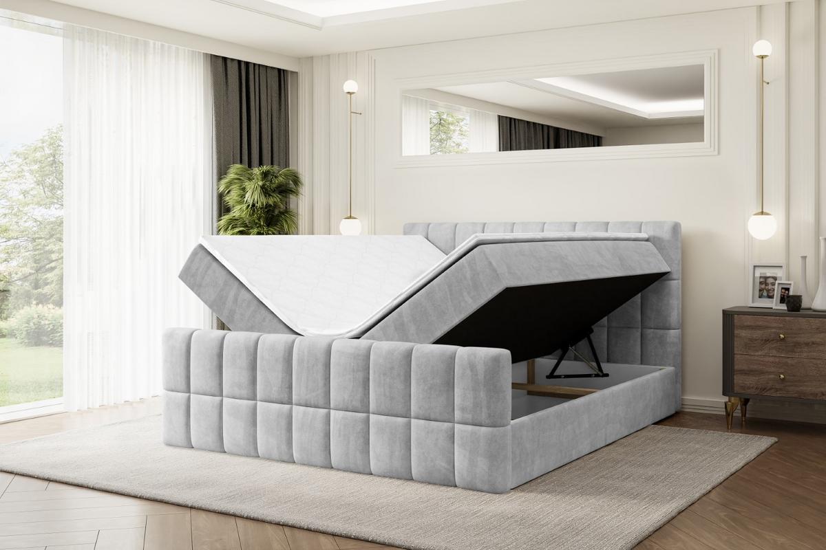 BOXBETT MIAMI-Z - 140x200 cm - H3 - Hellgrau - Hellgrau, Holzwerkstoff (140/200cm) - ALTDECOR