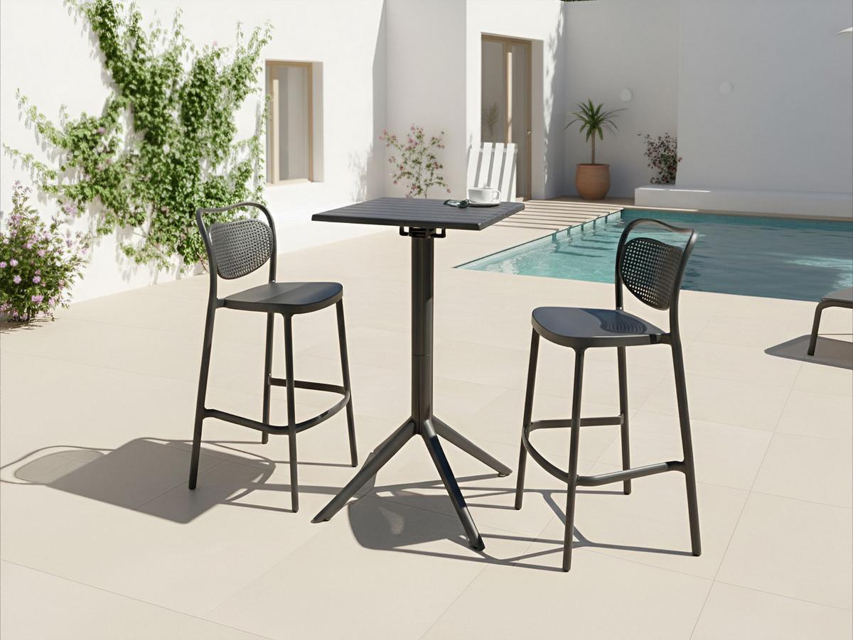 GARTEN-BARTISCH 60/60 cm Schwarz Lemnos - Schwarz, Kunststoff (60/60/111cm) - Beliani