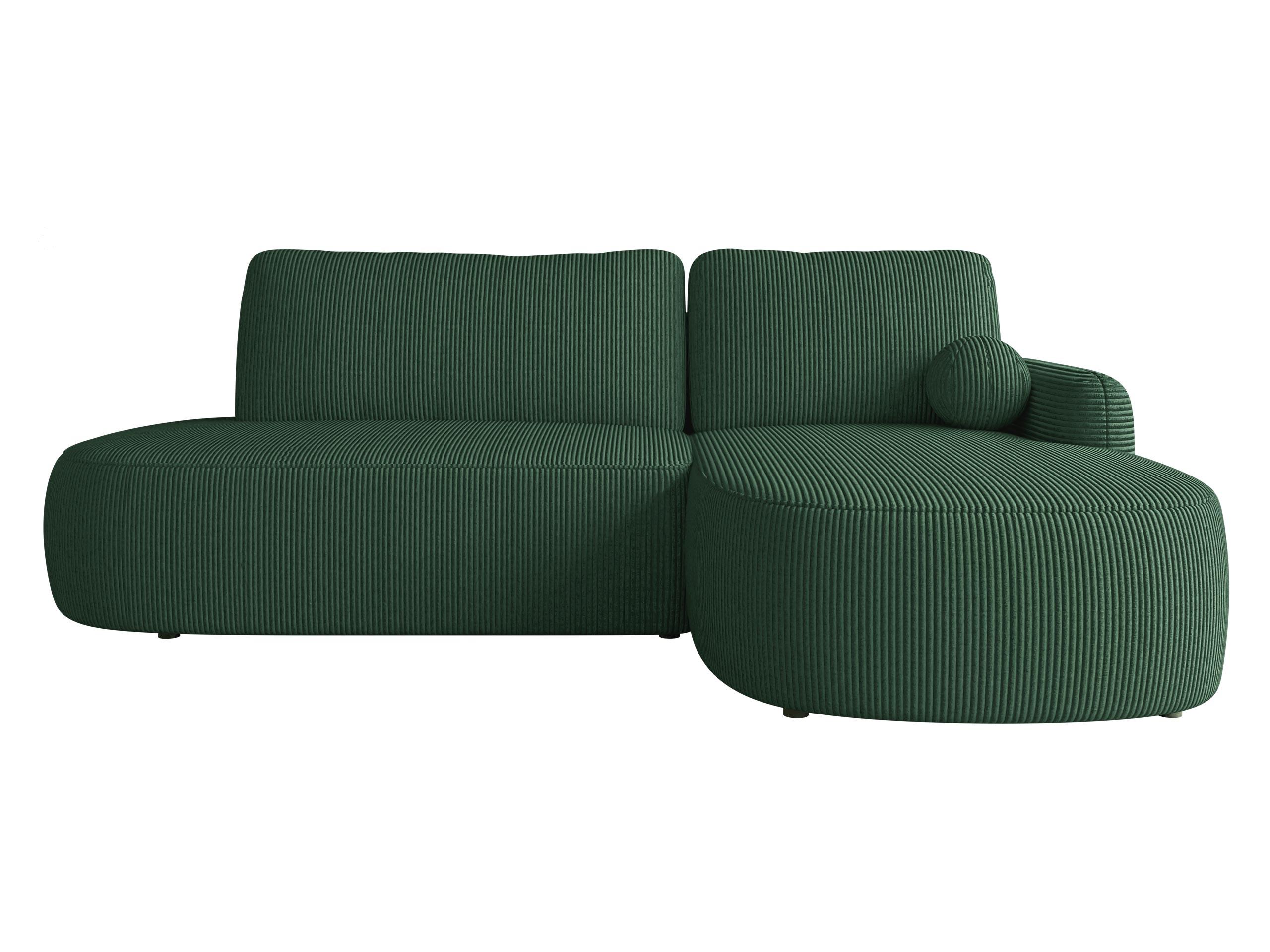 ECKSOFA Loridu O Cord, Seite: Rechts - Dunkelgrün/Schwarz, Holz/Kunststoff (174/274cm) - MIRJAN24