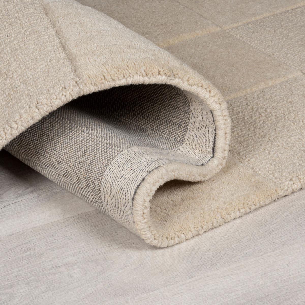 TEPPICH aus Wolle DEBEN in Natur, mit Schachbrettmuster, 120 x 170 cm - Beige, Textil (170/120cm) - KADIMA DESIGN