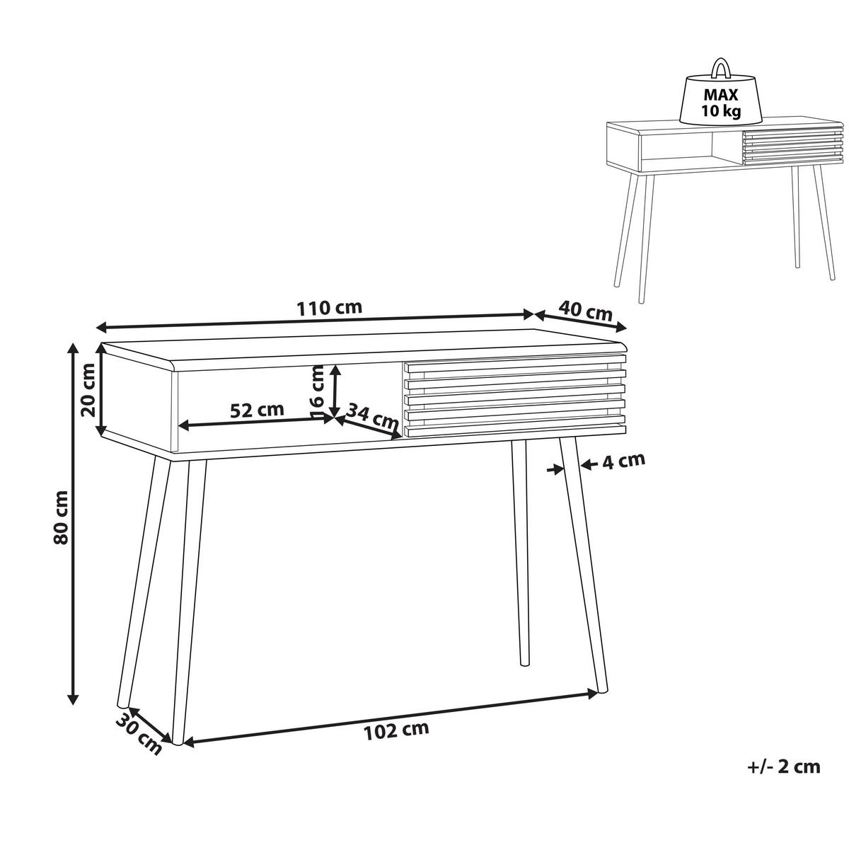 KONSOLENTISCH dunkler Holzfarbton/schwarz Perth - Dunkelbraun/Schwarz, Holzwerkstoff (40/110/80cm) - Beliani