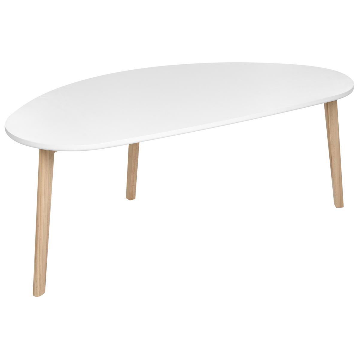 COUCHTISCH 2er-Set Weiß - Hellbraun, Holzwerkstoff (120/60/45cm) - Beliani