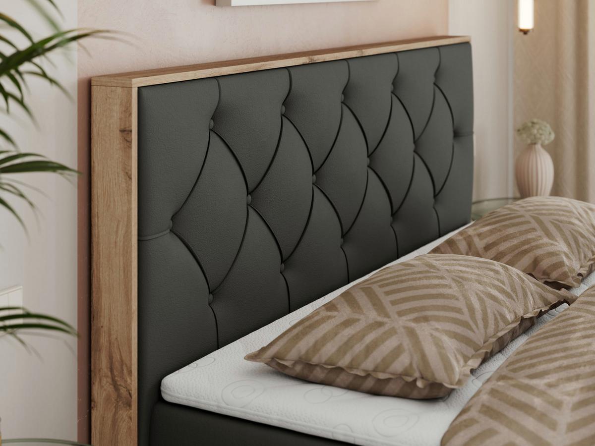BOXBETT VENETO 140/200 Dunkelgrau Kunstleder - H3 - Dunkelgrau, Holz/Textil (140/200cm) - MKS