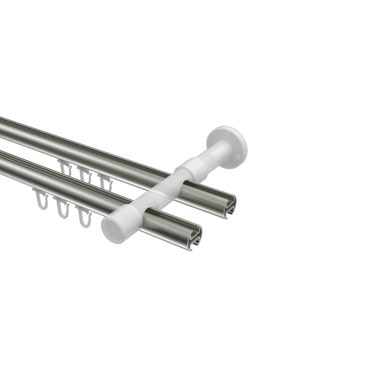 GARDINENSTANGE INNENLAUF Prestige Luino 480 cm (geteilt in 3 x 160 cm), 2-läufig, 20 mm Ø Edelstahl-Optik - Edelstahlfarben, Metall (480cm) - INTERDECO