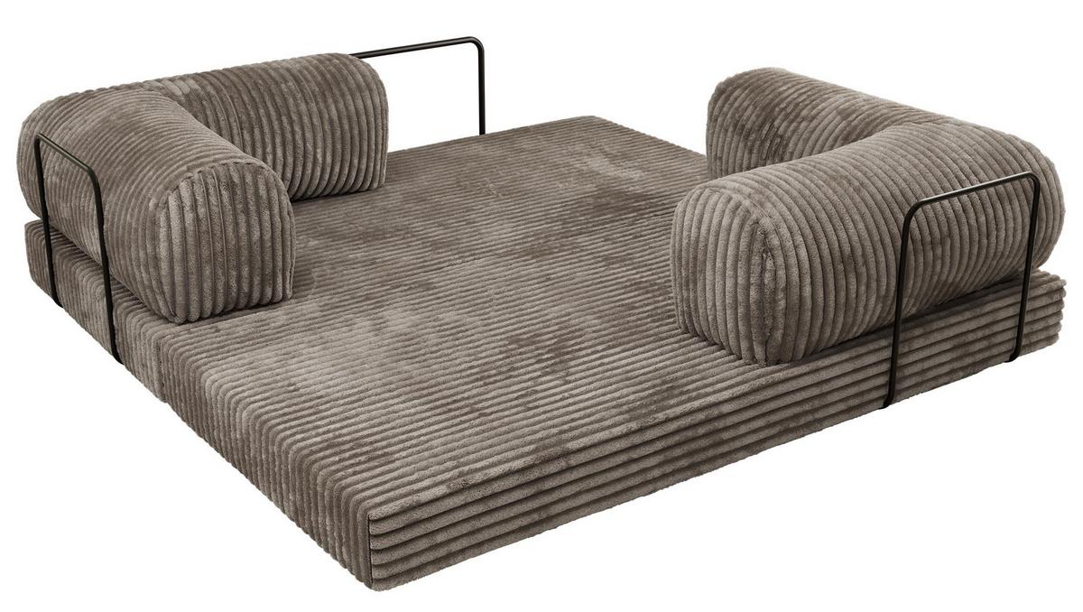 3-SITZER SOFA ORSETTO - Hellbraun Cord - Hellbraun/Schwarz, Textil/Metall (200/70/100cm) - MKS