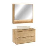 BADMÖBEL 80cm Edmé 2er-Set Holz - Braun, Holzwerkstoff (80/52.2/46cm) - Petits-meubles