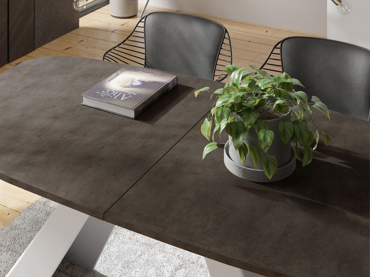 ESSTISCH Monte Weiß rechteckig ausziehbar, Dunkelgrauer Chicago Beton 160-200/80/76 cm - Dunkelgrau/Weiß, Holzwerkstoff/Metall (80/198/76cm) - WFL GROUP