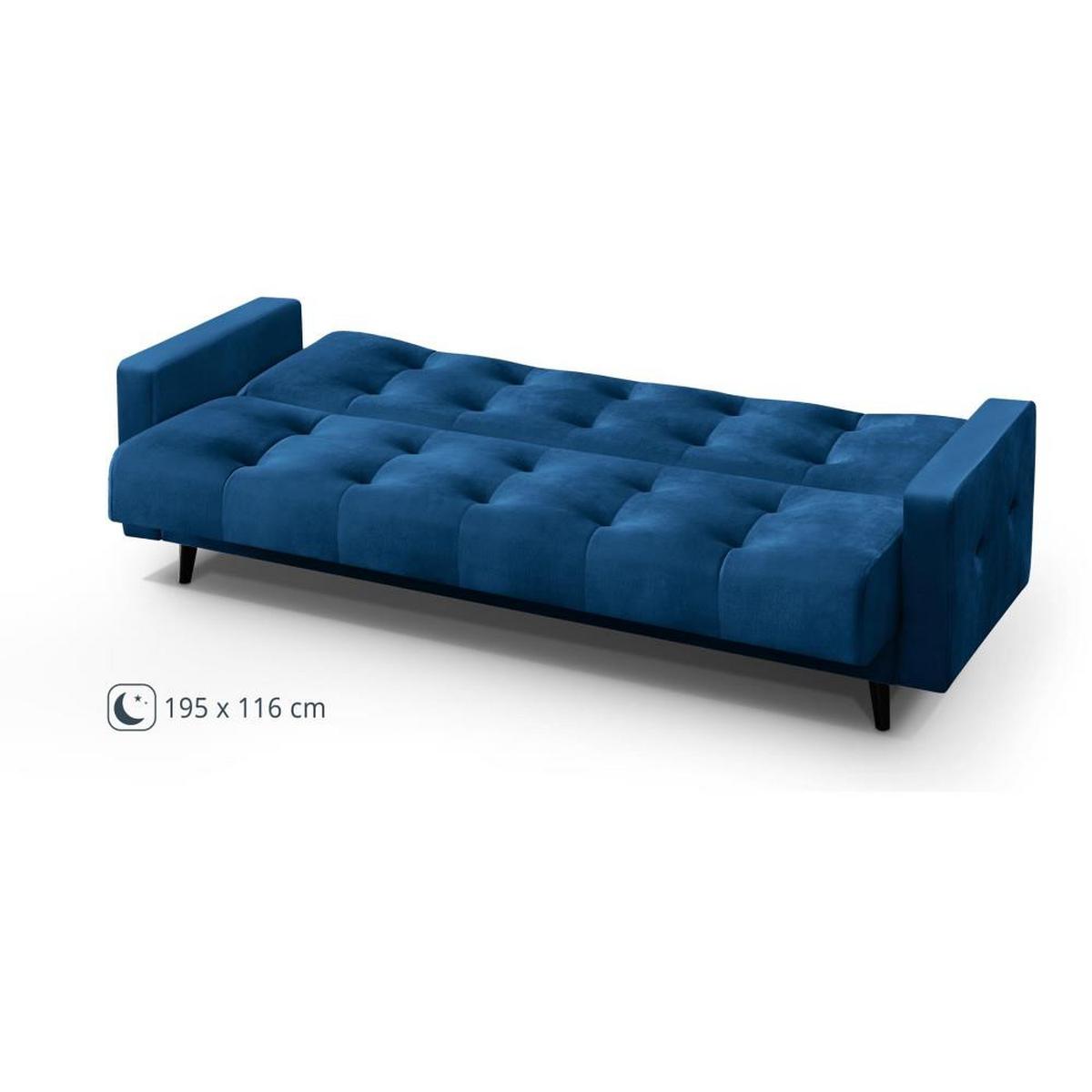 3-SITZER Schlafsofa Nancy Bis dunkelblau - Dunkelblau, Holz/Textil (220/89/93cm) - Beautysofa