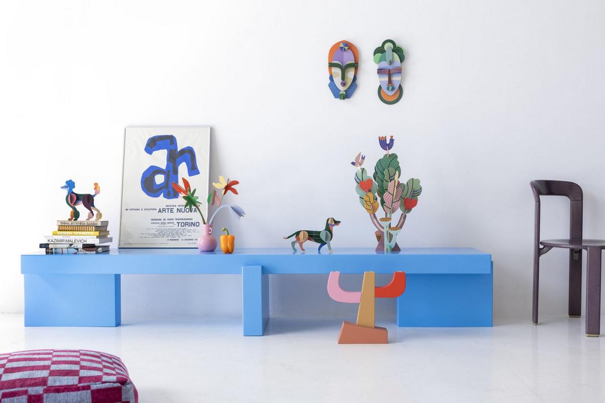 WANDSKULPTUR Bunt 6,5/22 cm - Multicolor, Wellpappe (6.5/22/22cm) - Studio Roof