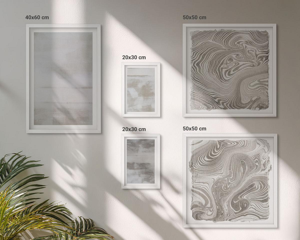 BILDER SET 5er Set - 50x50 cm & 20x30 cm & 40x60 cm Weißer Rahmen - Abgenutzte Texturen, moderner Stil - Weiß, Kunststoff (40/60cm) - TULUP