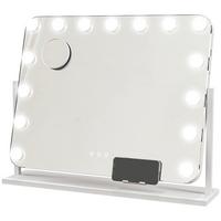 HOLLYWOOD Spiegel mit Beleuchtung 62,5 x 52 cm Schminkspiegel mit 15 LED Licht - Weiß, Metall (62.5/52/14cm) - HOMCOM
