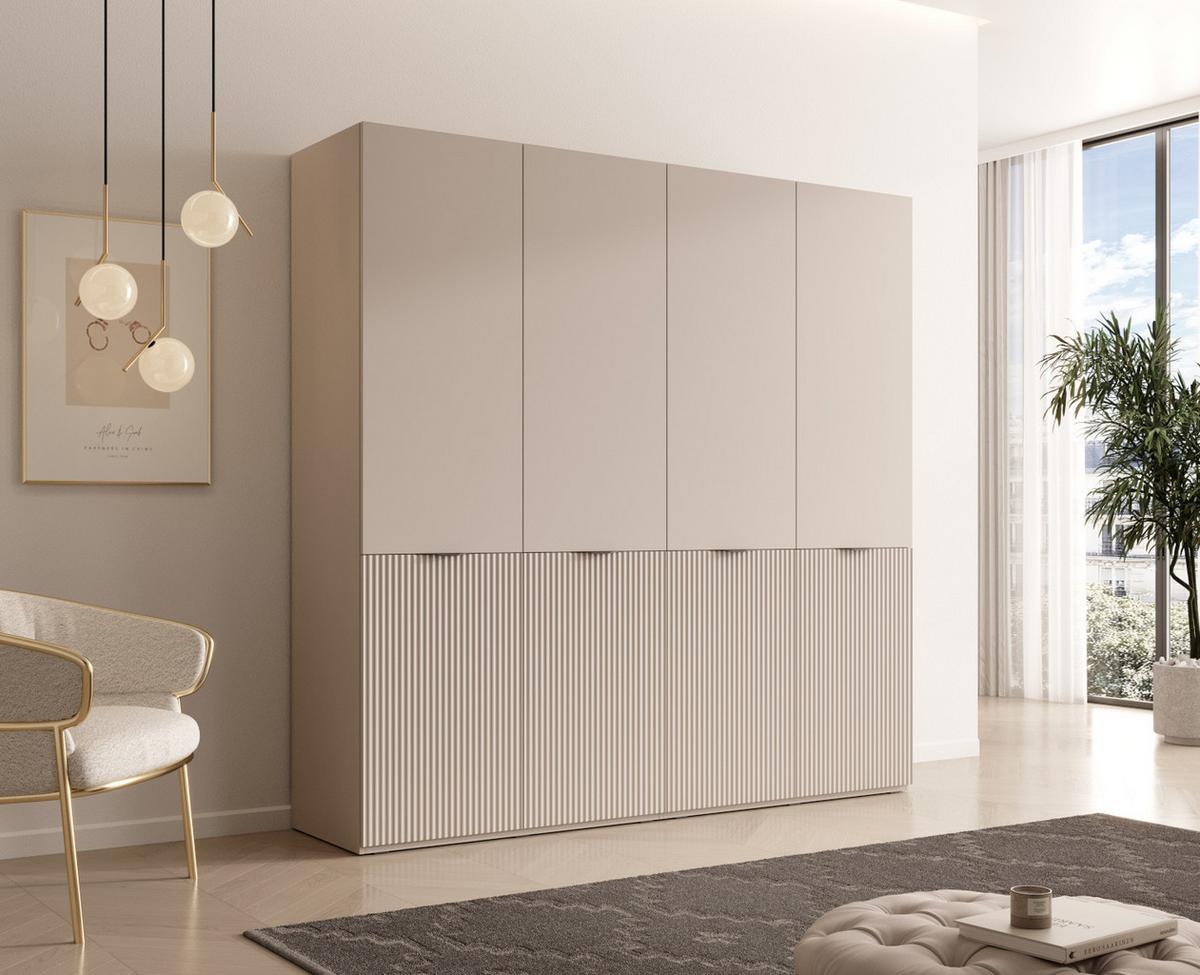 DREHTÜRENSCHRANK ATELIO 202/200/51 cm Modern Kleiderschrank 4-türig Kaschmir - Kaschmir, Holzwerkstoff (202/200/51cm) - MASSENO