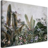 WANDBILD exotische blätter auf beton - Grün, Textil (60/40cm) - Feeby