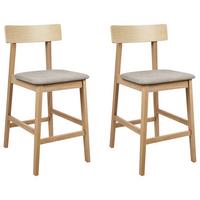BARSTÜHLEN 2er-Set Taupe Isanti - Taupe/Braun, Holz (44/92/51cm) - Beliani