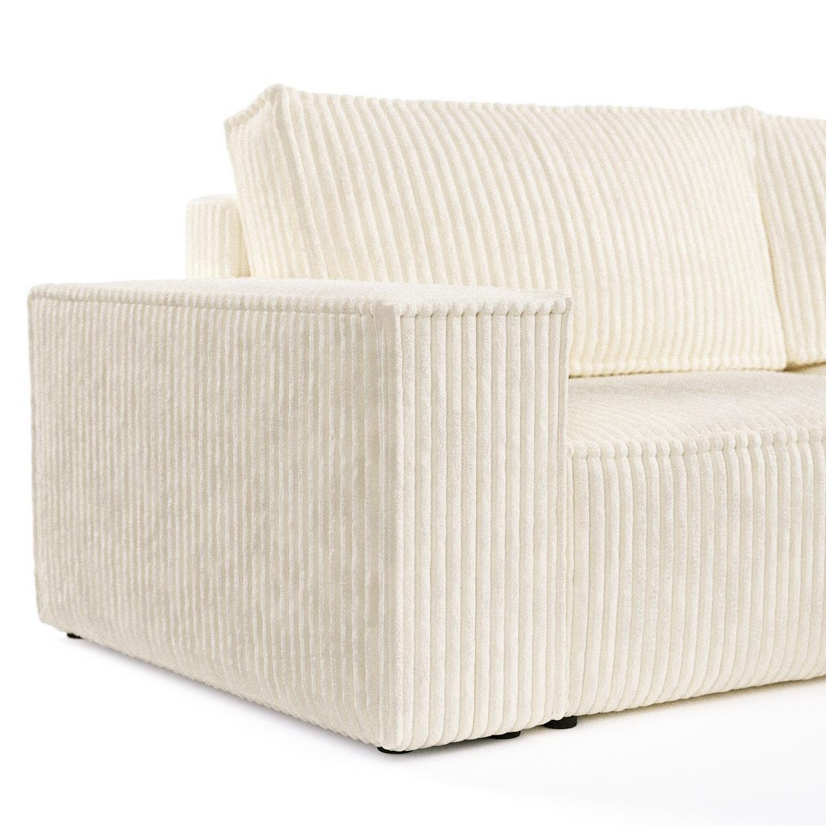 ECKSOFA CAVO mit Schlaffunktion Creme im Tilia Stoff - Creme/Schwarz, Holz/Holzwerkstoff (255/148cm) - AltaBeds