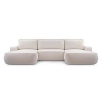 WOHNLANDSCHAFT Ablia Creme 364/168/87 cm mit Schlaffunktion - Creme/Schwarz, Kunststoff/Textil (364/87/168cm) - AX Living