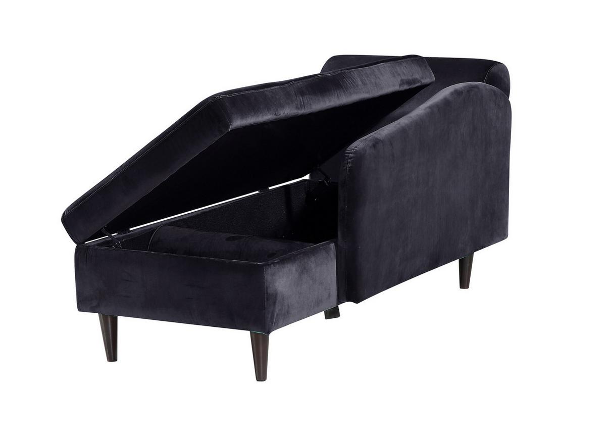 POLSTERLIEGE SARAH Schwarz Webstoff - Schwarz/Braun, Textil (163/77/73cm) - KAWOLA