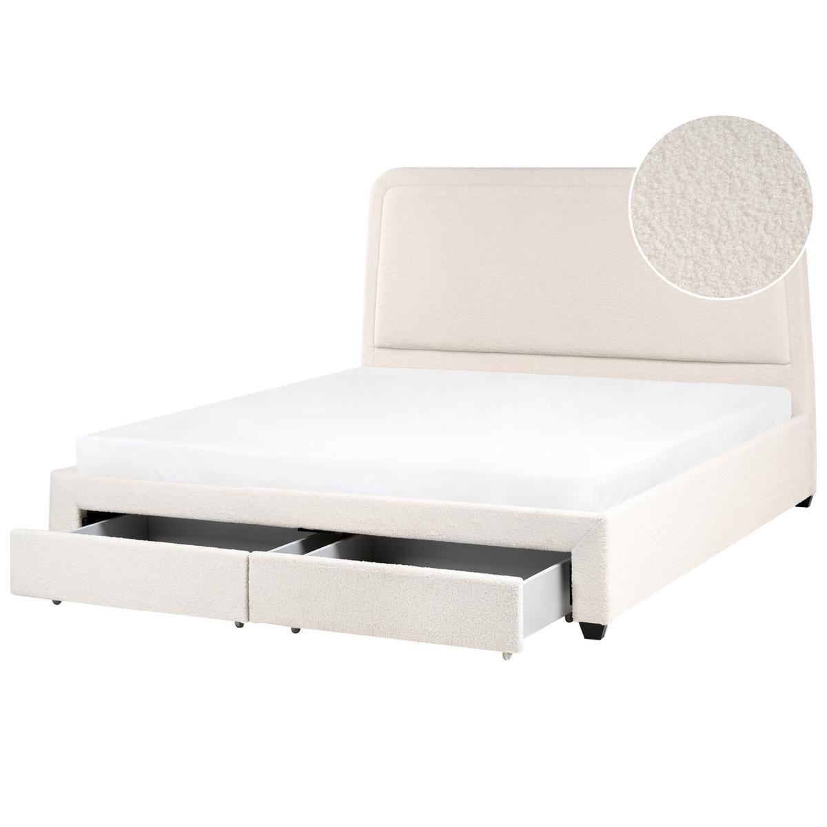 BETT 180/200 cm Cremeweiß Sardent - Schwarz/Weiß, Textil (180/200cm) - Beliani