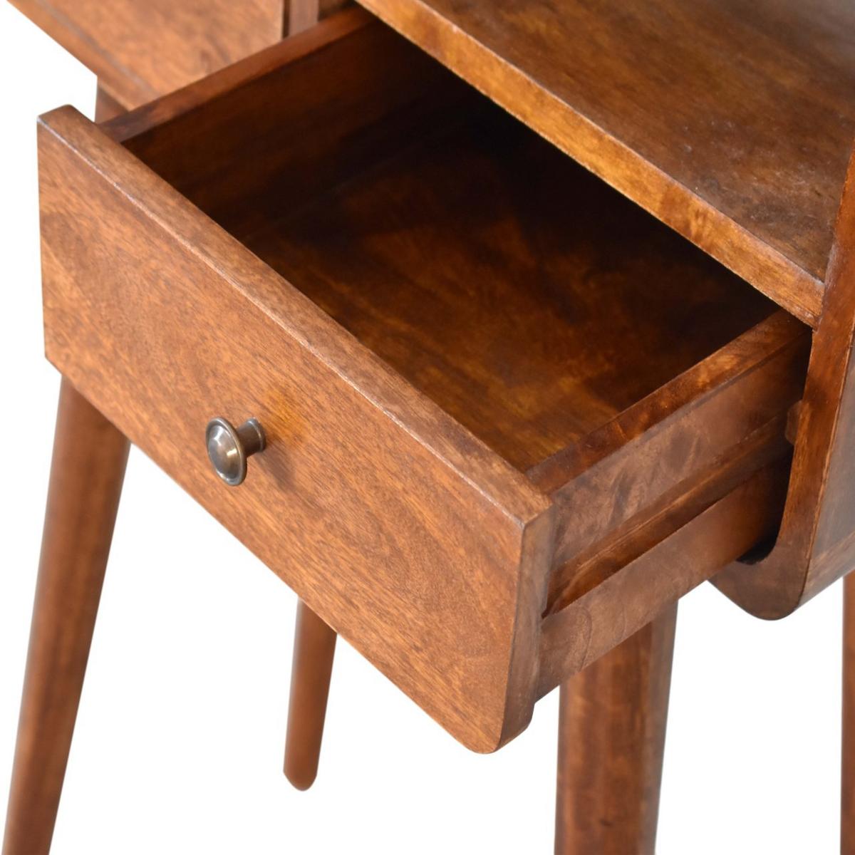 KONSOLENTISCH in Kastanien-Finish, 2 Schubladen, 1 Offenes Fach, Beine im Nordischen Stil, Braun - Messingfarben/Braun, Holz/Metall (30/60/90cm) - Artisan Furniture