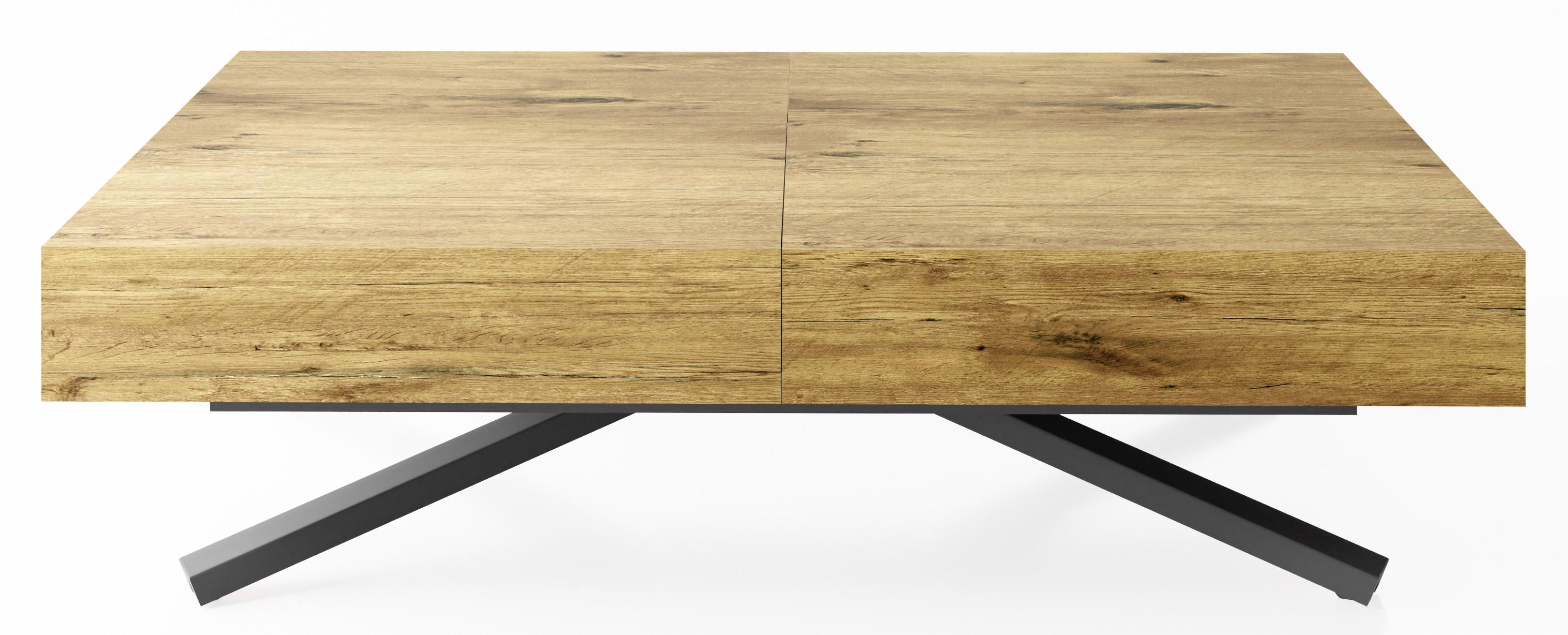 COUCHTISCH Cavetta X höhenverstellbar ausziehbar, Lancelot Eiche 120-200/80/27-76 cm - Eichefarben/Schwarz, Holzwerkstoff/Metall (80/120/76cm) - WFL GROUP