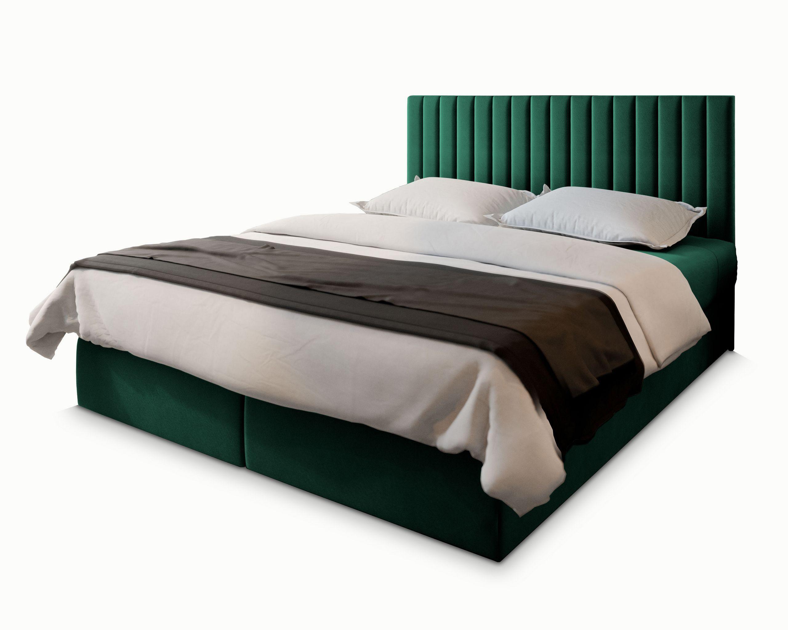 BOXBETT BRESEL 180x200 cm mit Matratze und Topper - Grün - Grün, Holz (180/200cm) - MASSENO