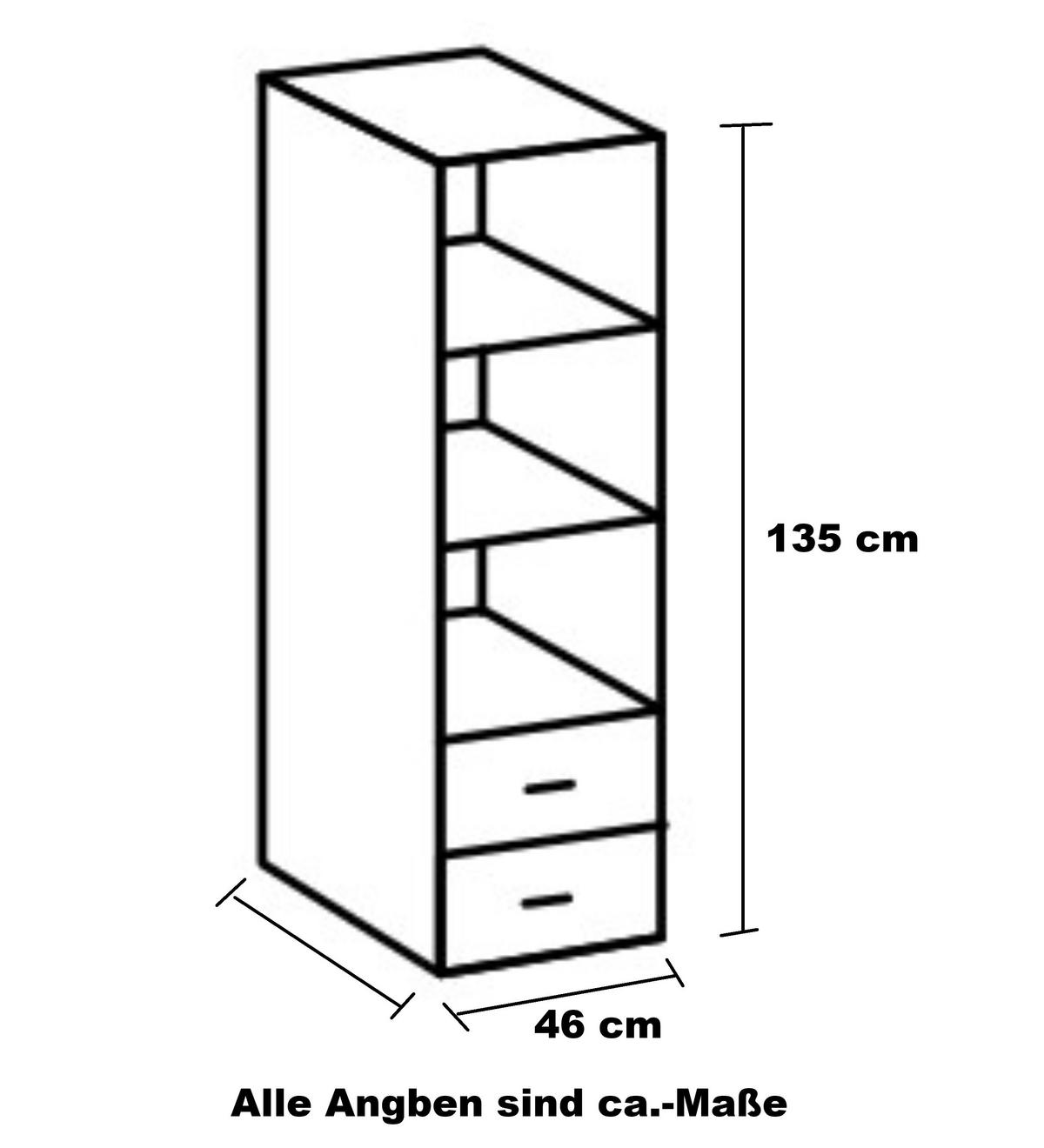 STANDREGAL mit Schubladen B46/H135/T40 cm, passend zum Babyzimmer Landhausstil Weiß (22800-22804) / 22800-04 - Silberfarben/Weiß, Holzwerkstoff/Metall (46/135/40cm) - luma-home