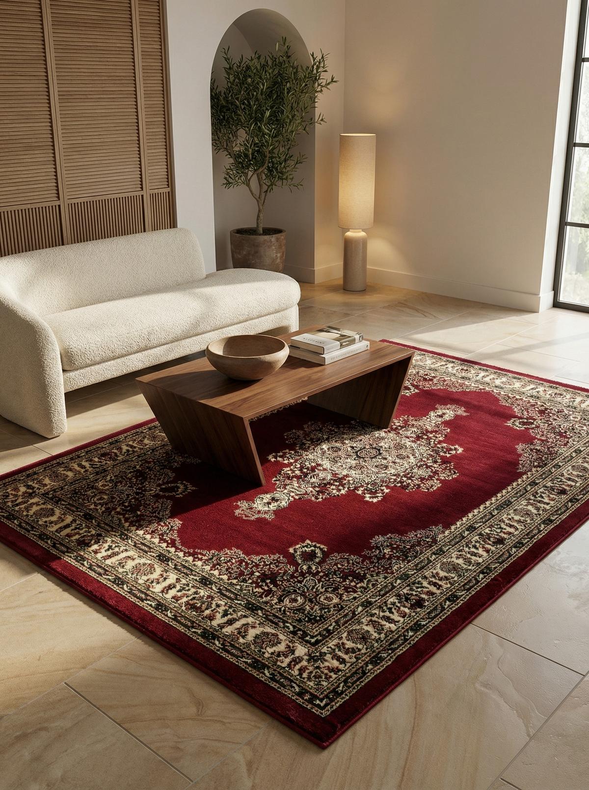 TEPPICH Kurzflor TANNHEIM in Rot, orientalisch, Florhöhe 12 mm, 80 x 150 cm - Rot, Textil (150/80cm) - KADIMA DESIGN