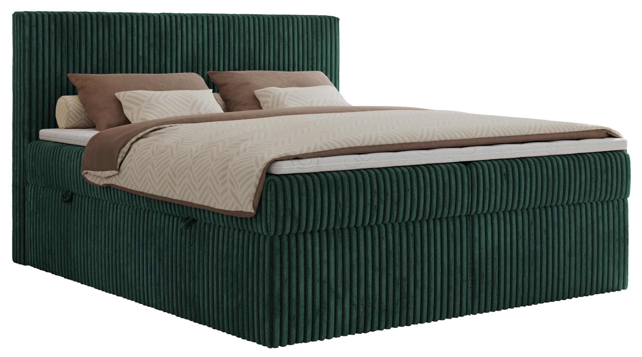 BOXSPRINGBETT TILIANO 160/200 - Dunkelgrün Cord - H4 - Dunkelgrün, Textil (160/200cm) - MKS