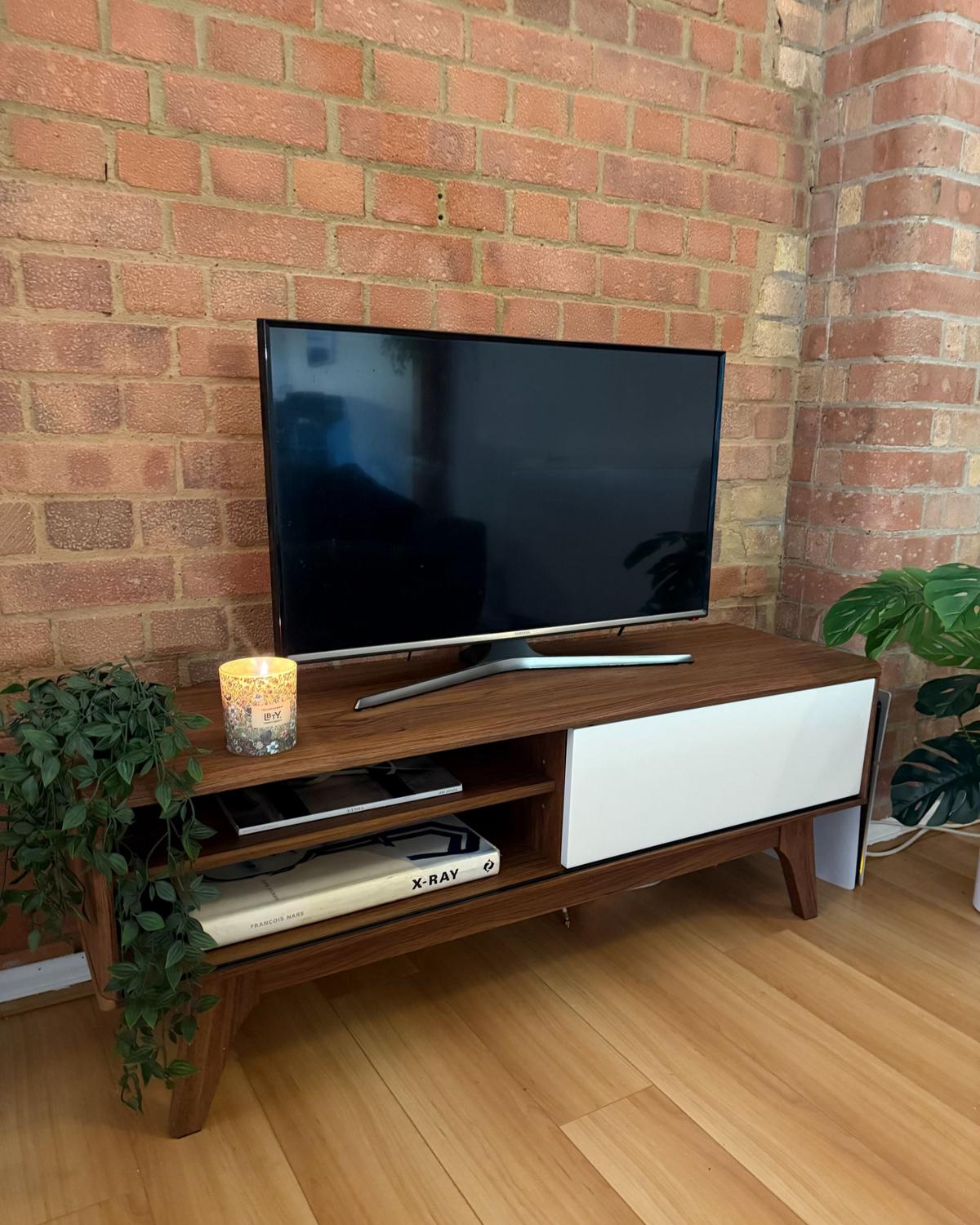 TV-MÖBEL Dunkelbraun, Weiß BUFFALO 35/117/44 cm - Dunkelbraun, Holzwerkstoff (117/44/35cm) - Beliani