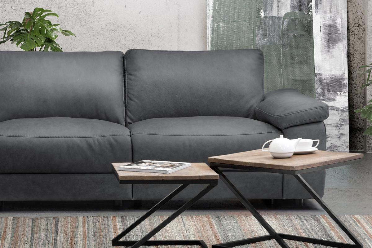 ECKSOFA XL MOTORISCHER RELAXFUNKTION LOLA Grau Leder Relaxfunktion - Schwarz/Grau, Leder (304/178cm) - KAWOLA