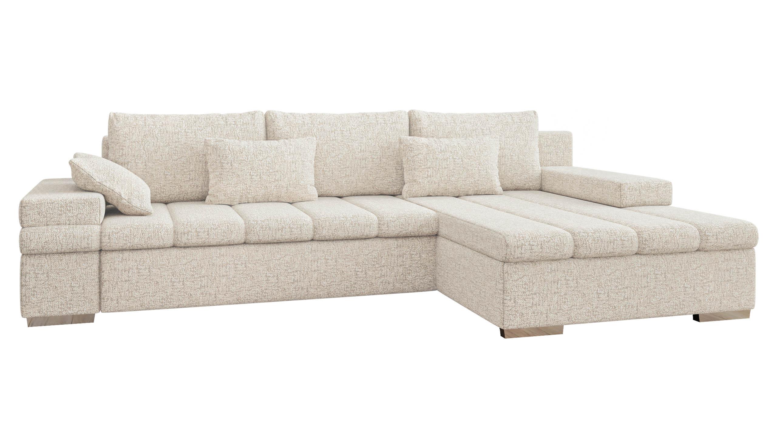 ECKSOFA Bangkok, Seite: Rechts - Silberfarben/Naturfarben, Holz/Textil (310/175cm) - MIRJAN24