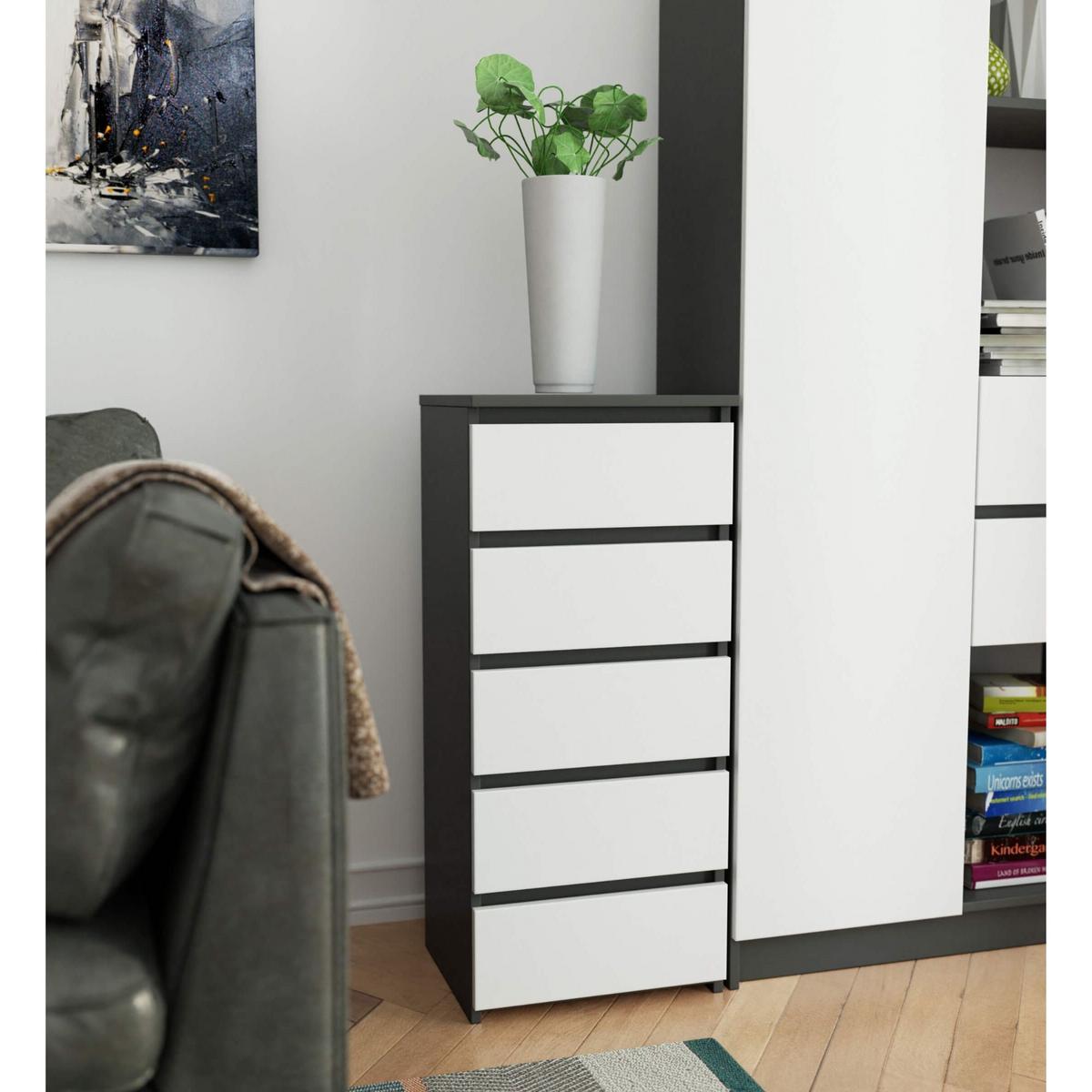 KOMMODE Graphit Grau, Weiß 92/40/35 - Weiß, Holzwerkstoff (40/92/35cm) - RAUMHIRSCH FURNITURE