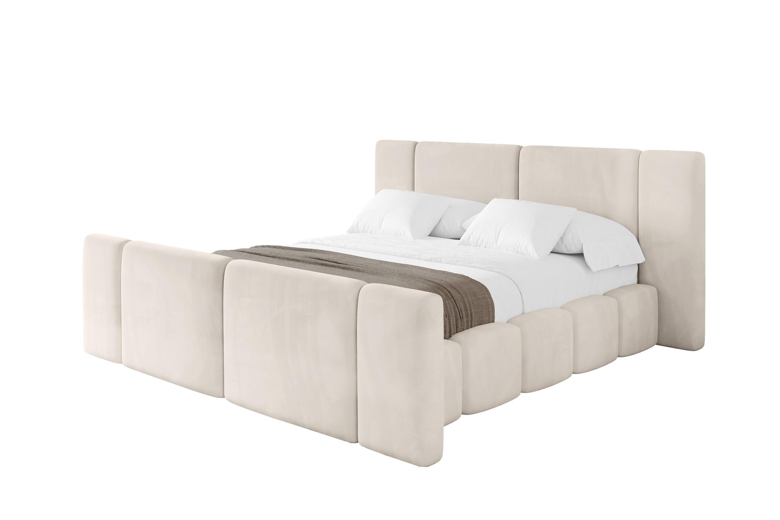 POLSTERBETT mit Bettkasten, Fußteil und Lattenrost, Bett mit Matratze H3/H4 - NILO-Z 120x200 Beige - Beige, Holzwerkstoff/Textil (120/200cm) - ALTDECOR