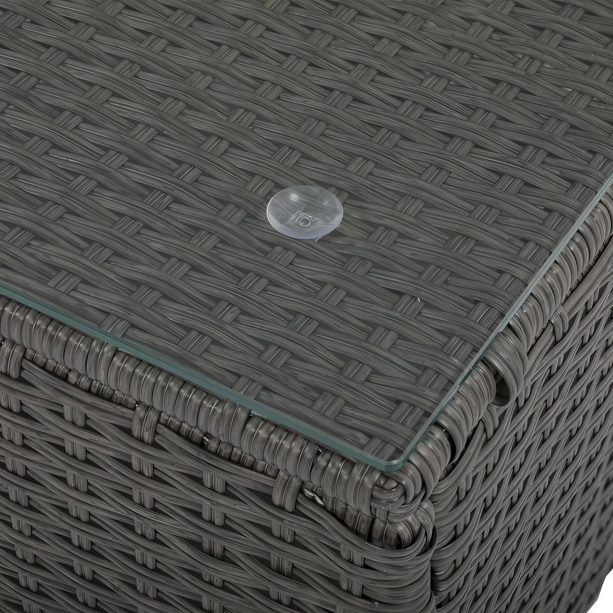 GARTENSET Sevilla, aus Technorattan, Ecksofa mit Couchtisch, Graphitfarben - Graphitfarben, Kunststoff - Beautysofa