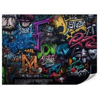 FOTOTAPETE für Jugendzimmer Bunte Graffiti Figura Schrift Abstrakt 500x350 - Blau/Pink, Papier (500/350cm) - Muralo