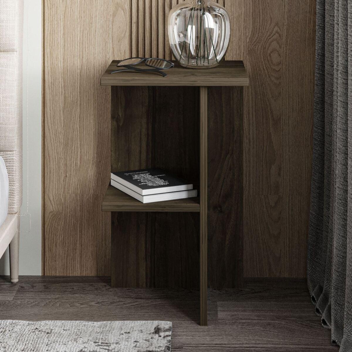 NACHTTISCH quadratisch mit ablage 36/36/60 cm - Naturfarben, Holzwerkstoff (36/60/37cm) - Calicosy