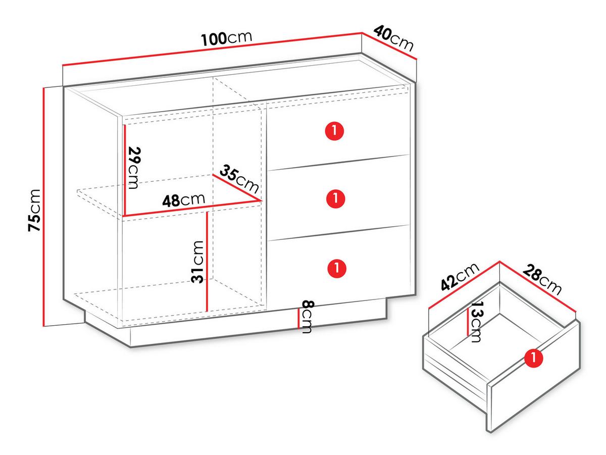 KOMMODE Mirtu KSZ100 - Nussbaumfarben, Holzwerkstoff (100/75/40cm) - MIRJAN24