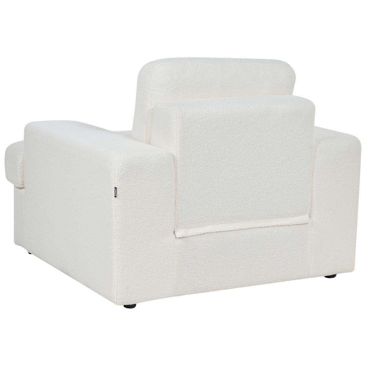 SESSEL Bouclé cremeweiß Alla - Weiß, Textil (108/85/103cm) - Beliani