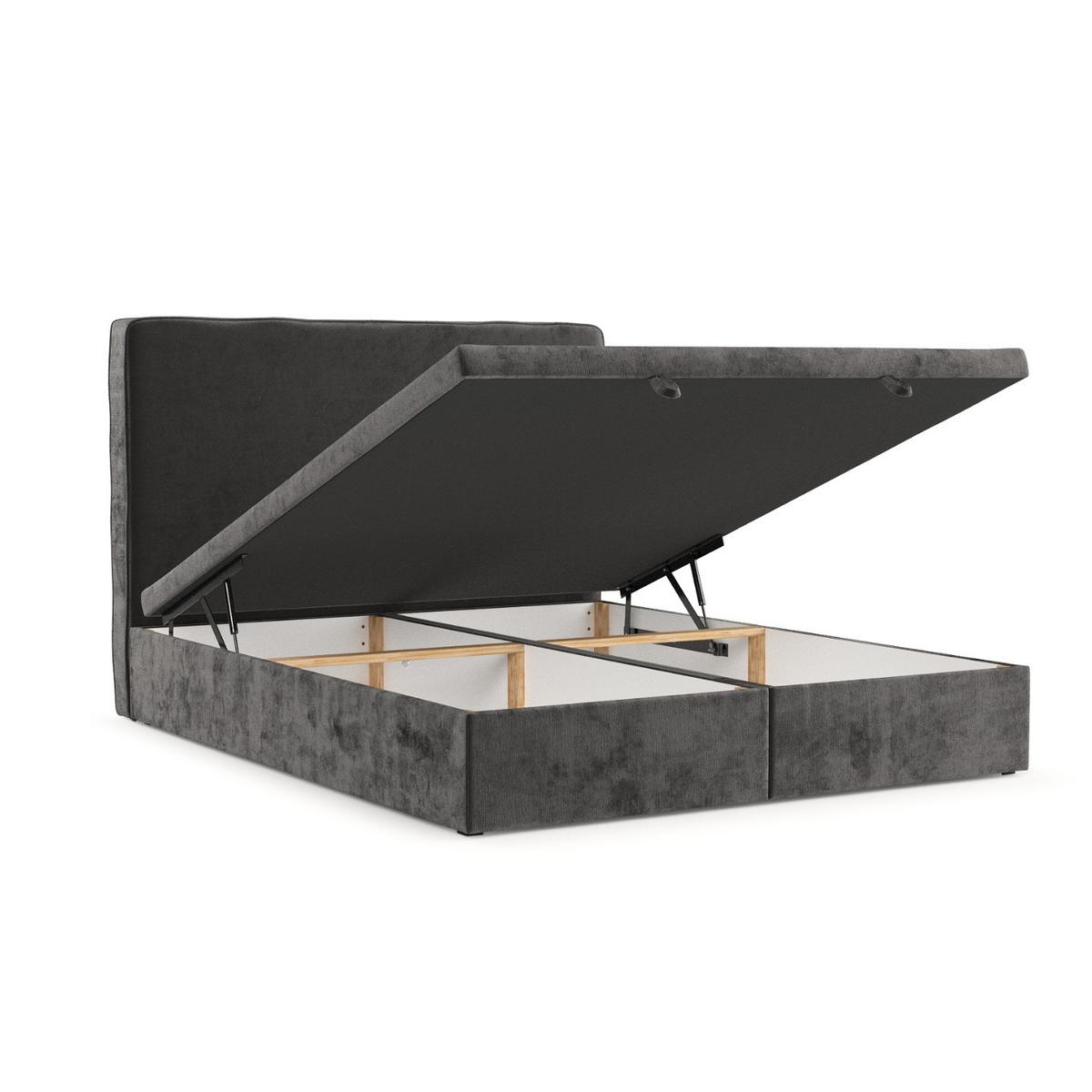POLSTERBETT Hush mit Stauraum 120/200 cm Stahl im Lotta Stoff - Graphitfarben/Schwarz, Holz/Holzwerkstoff (120/200cm) - AltaBeds