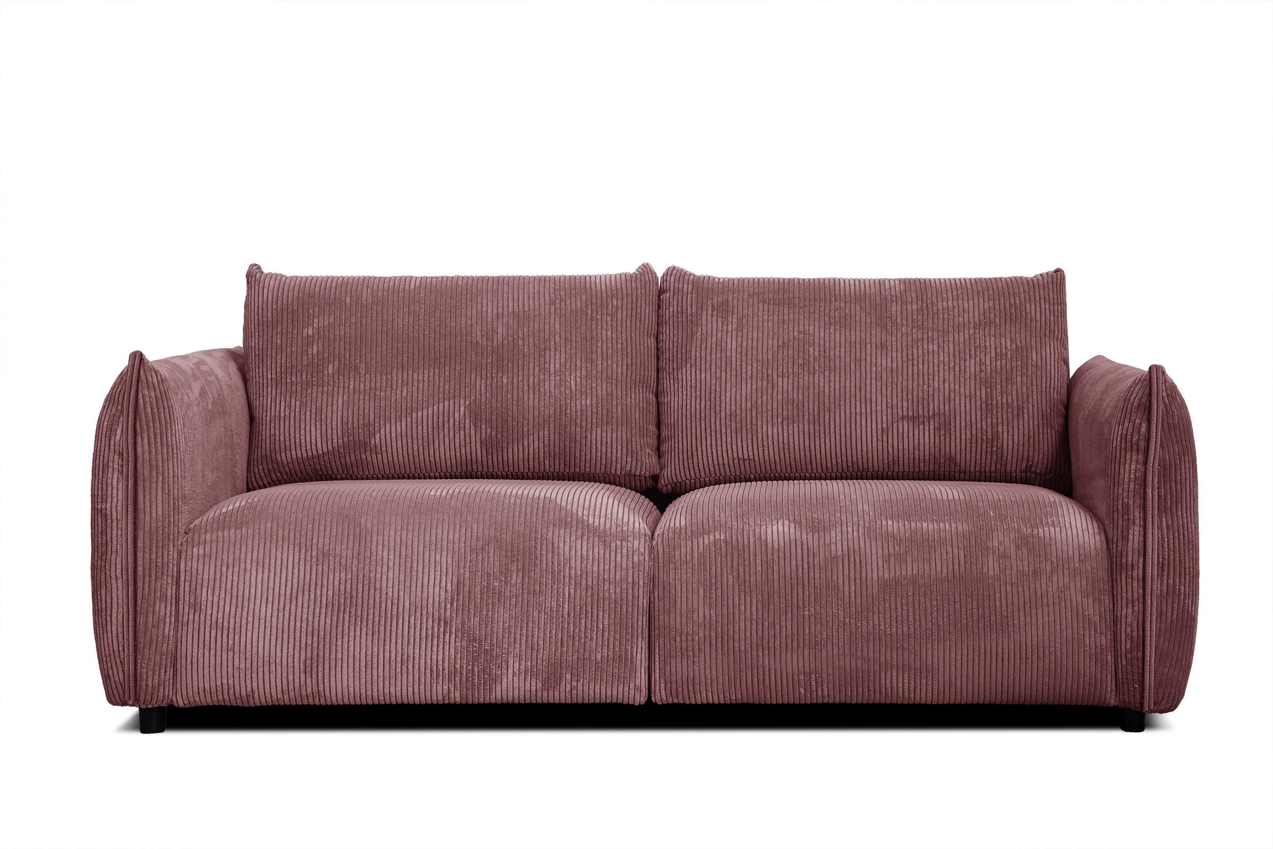 SOFA TAUER 3-Sitzer, altrosa - Altrosa/Schwarz, Holzwerkstoff/Kunststoff (112/84/206cm) - Wozimo