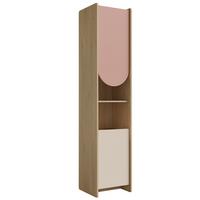 BÜCHERREGAL Lena mit 2 Türen und offenem Fach, 43 cm, für Jugendliche, Eiche Cremona/Macadamia/Puderrosa, Links - Eichefarben/Beige, Holzwerkstoff (43/198/40cm) - Beautysofa