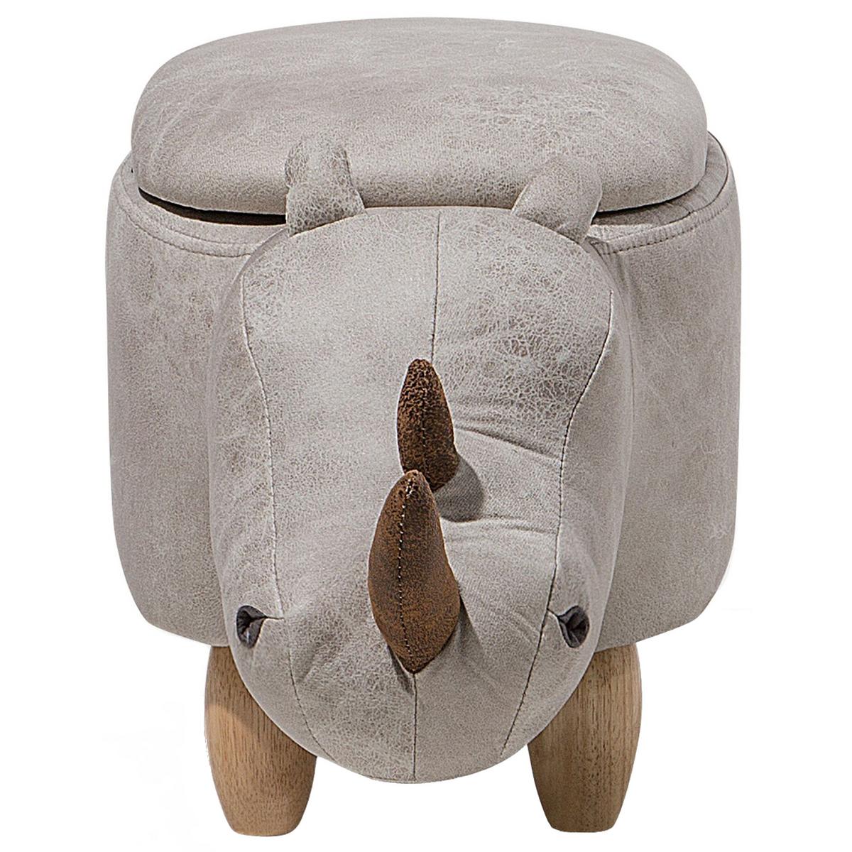 HOCKER Rhino 32/60/35 cm - Grau, Kunststoff/Textil (60/35/32cm) - Beliani