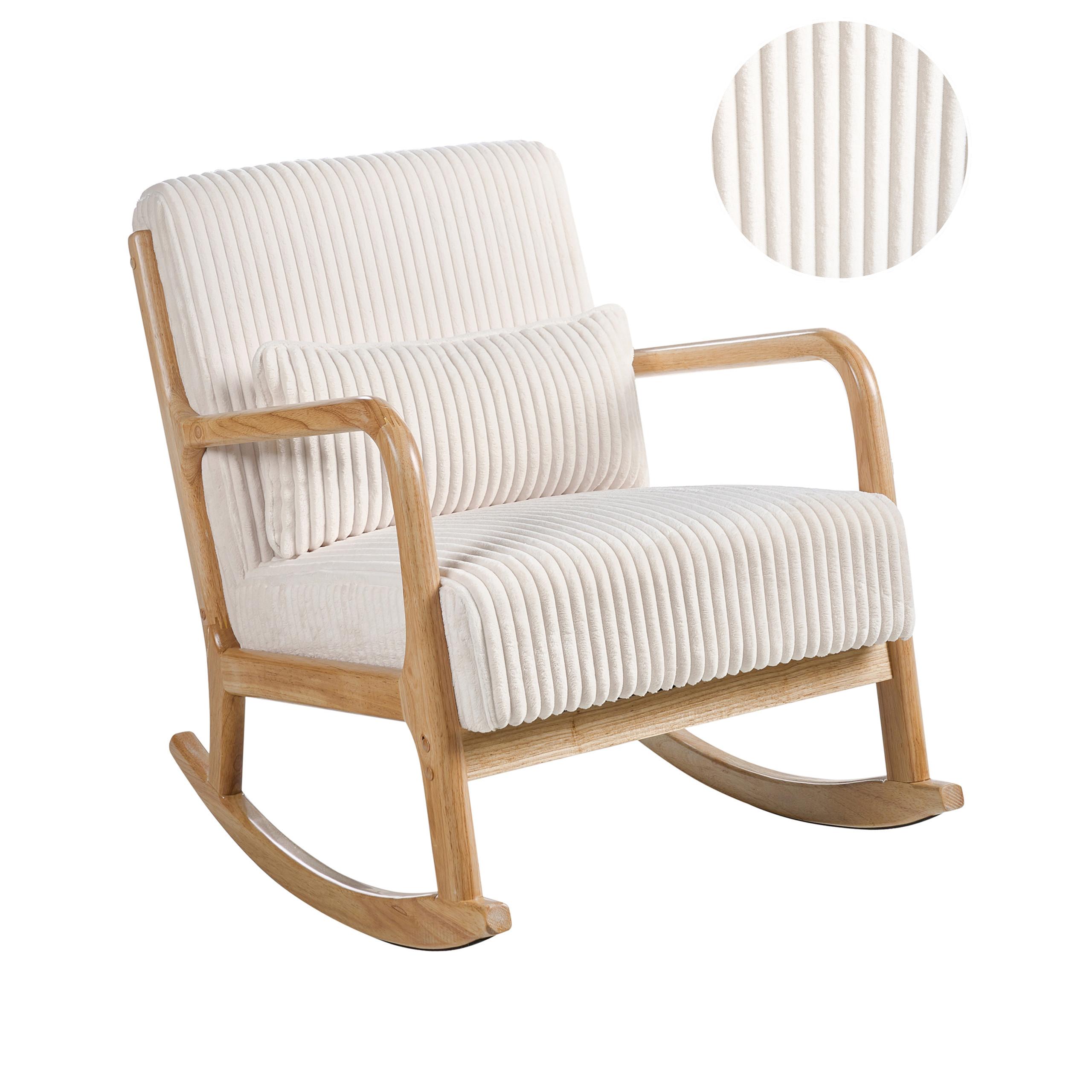 SCHAUKELSESSEL Hellbraun Sorsele - Hellbraun/Weiß, Textil (65/79/81cm) - Beliani