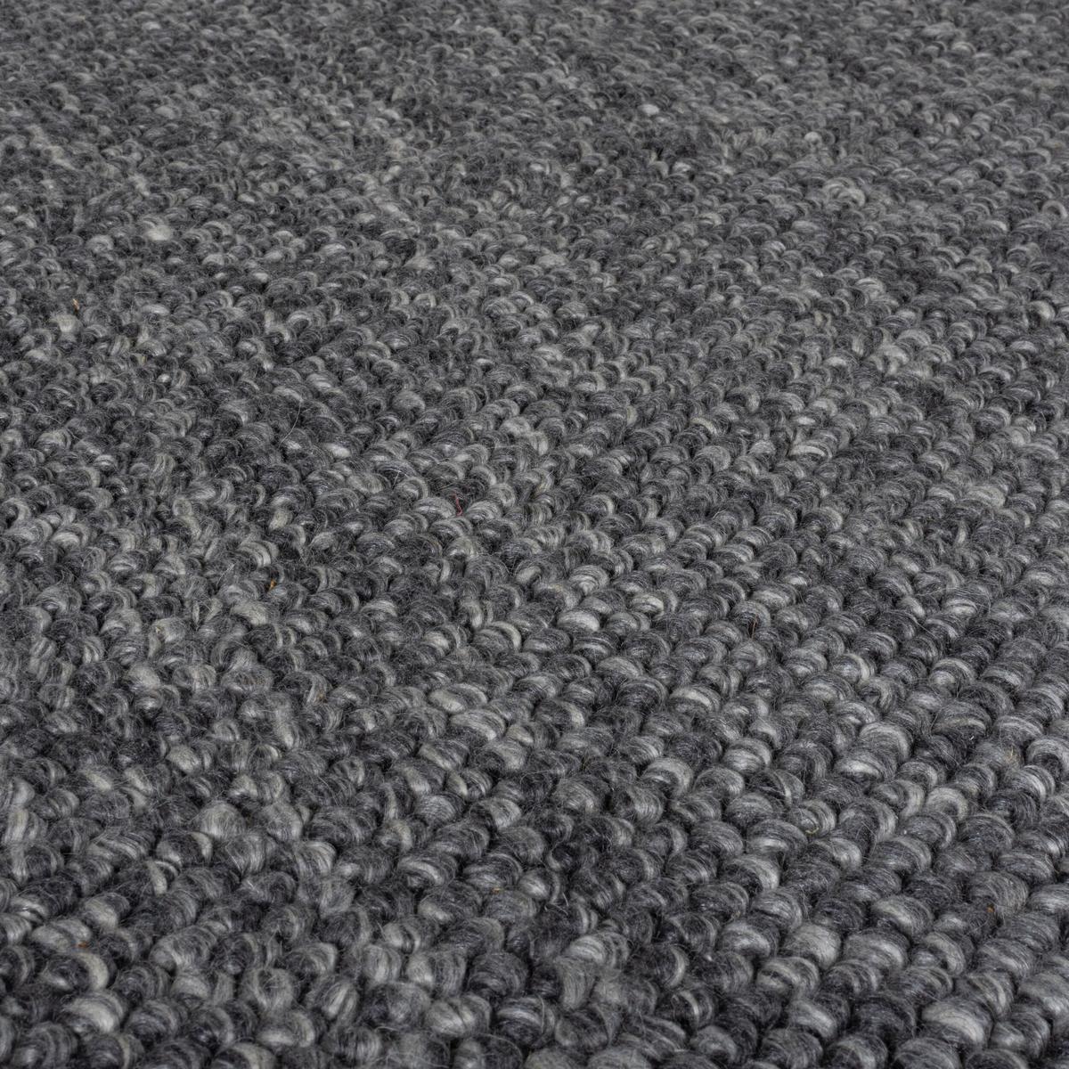 WOLLTEPPICH handgewebt MEDWAY, einfarbig, Anthrazit, 160 x 230 cm - Anthrazit, Textil (160/230cm) - KADIMA DESIGN
