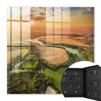 SCHLÜSSELBOX Schwarz 30x30 cm- Türöffnung nach rechts - Landschaft der Natur - Grün, Metall (30/30/5cm) - TULUP