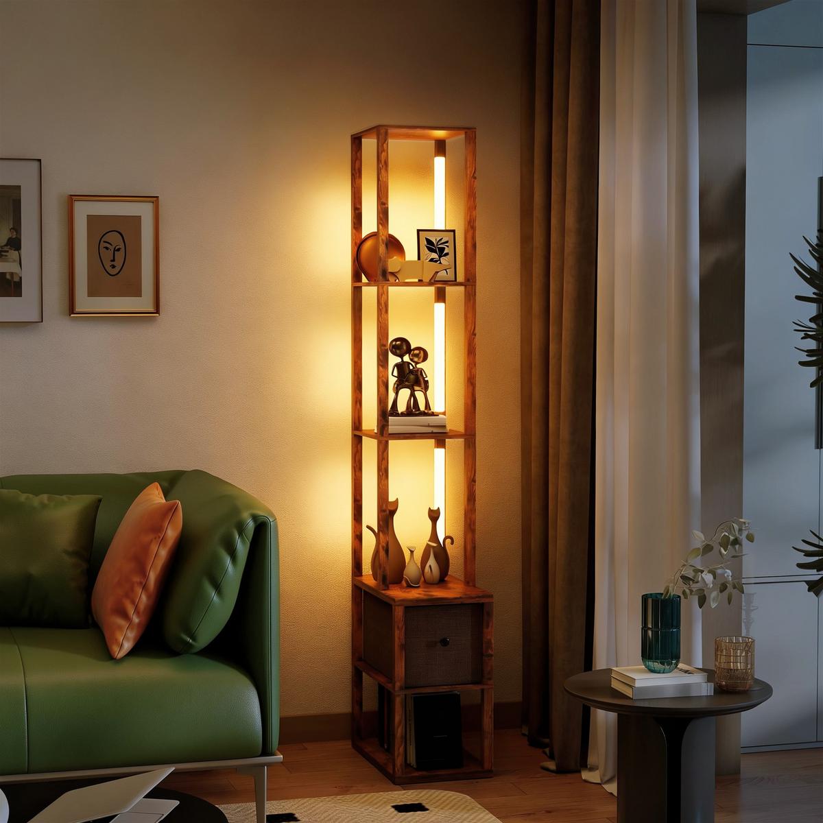 STEHLAMPE MDF Rustikal-Braun - Braun, Holzwerkstoff (43.5/26.5/169cm) - HOMCOM