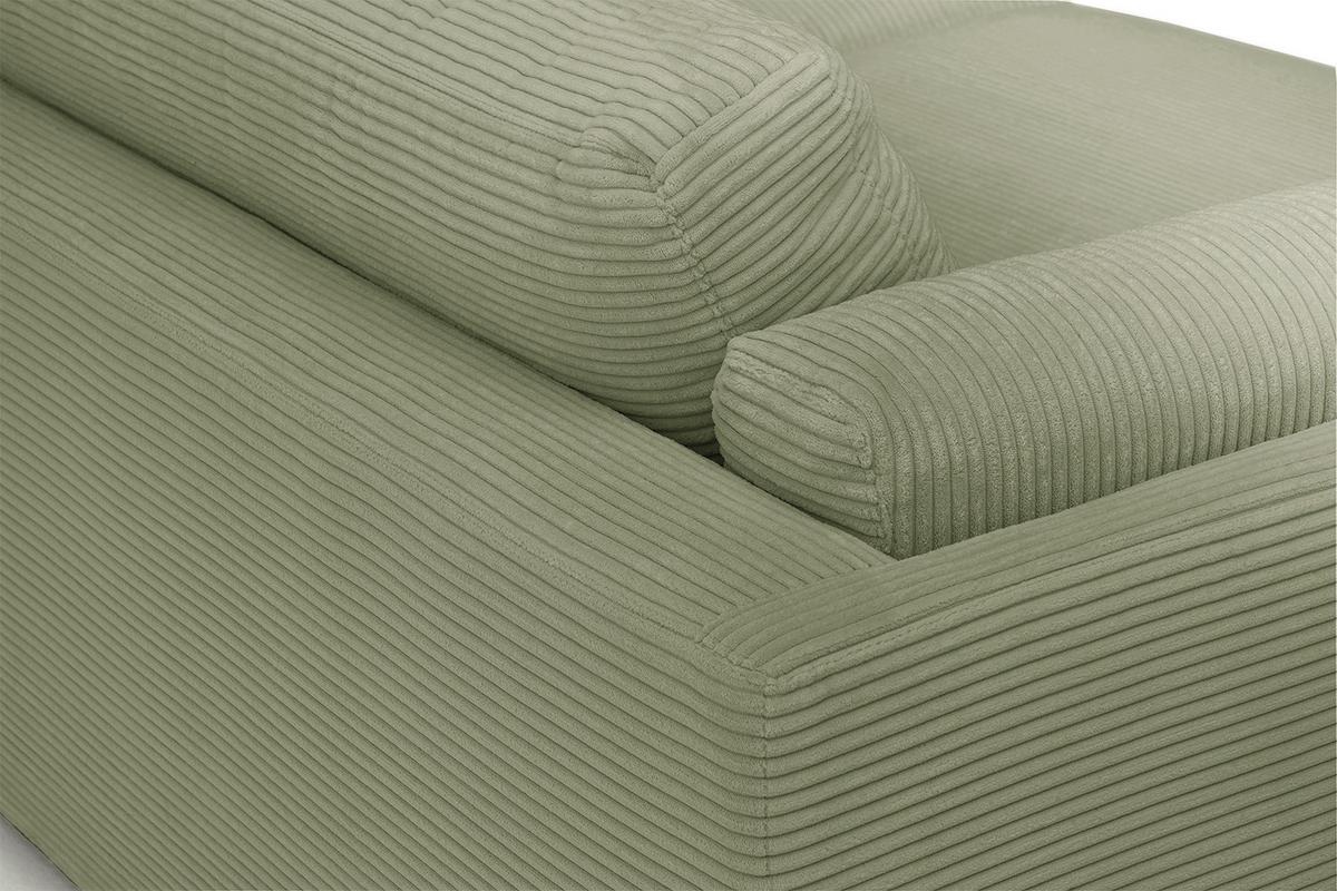 BIG SOFA RAINA Grün Cord - Schwarz/Olivgrün, Kunststoff/Textil (254/85/150cm) - KAWOLA